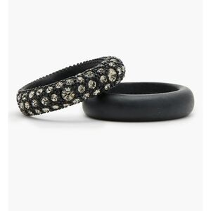 All Saints Set Of 2 Pavé Crystal Band  Rings with Sparkling Silver Details